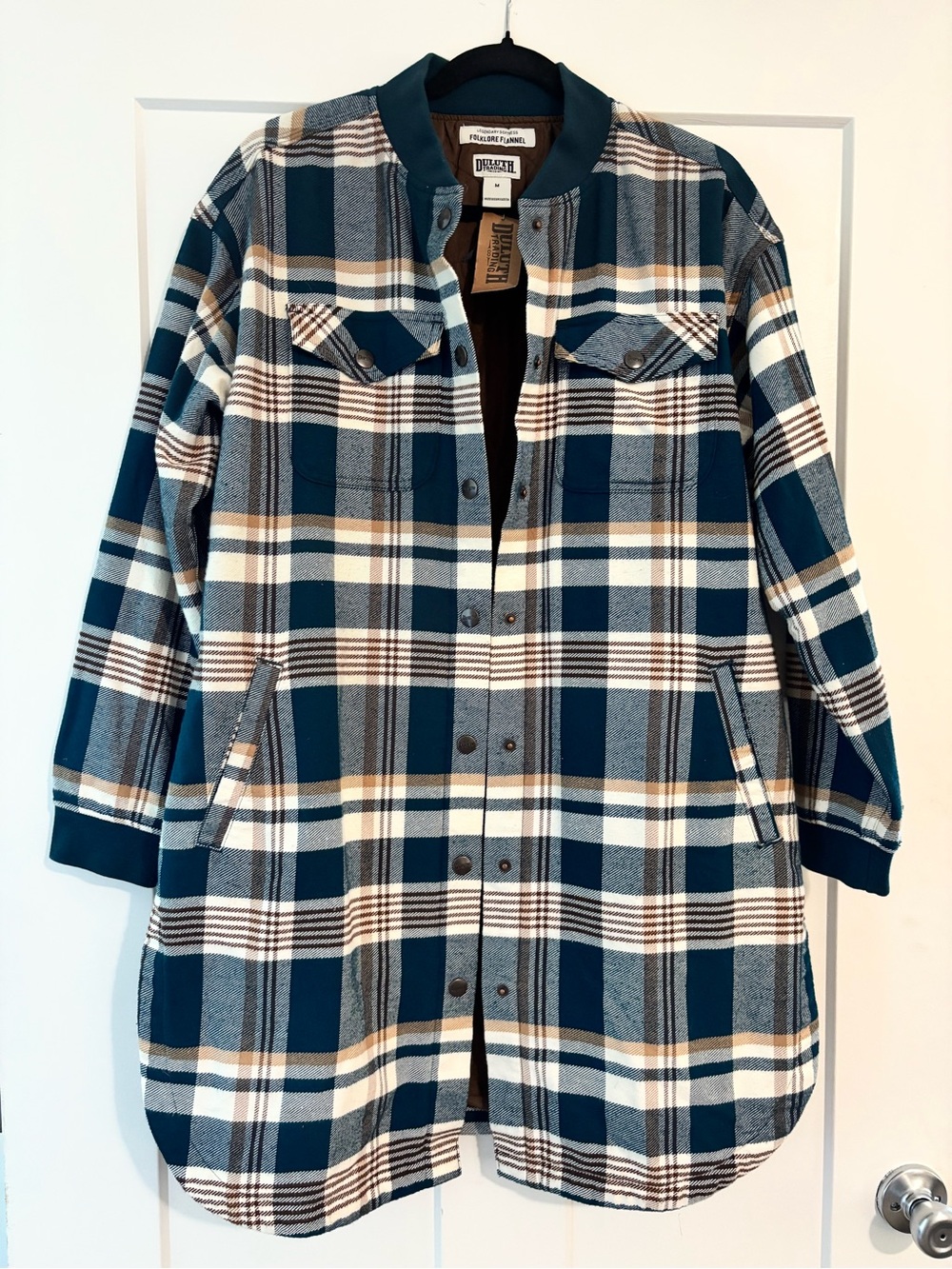 Duluth Trading Co Folklore flannel insulated duster